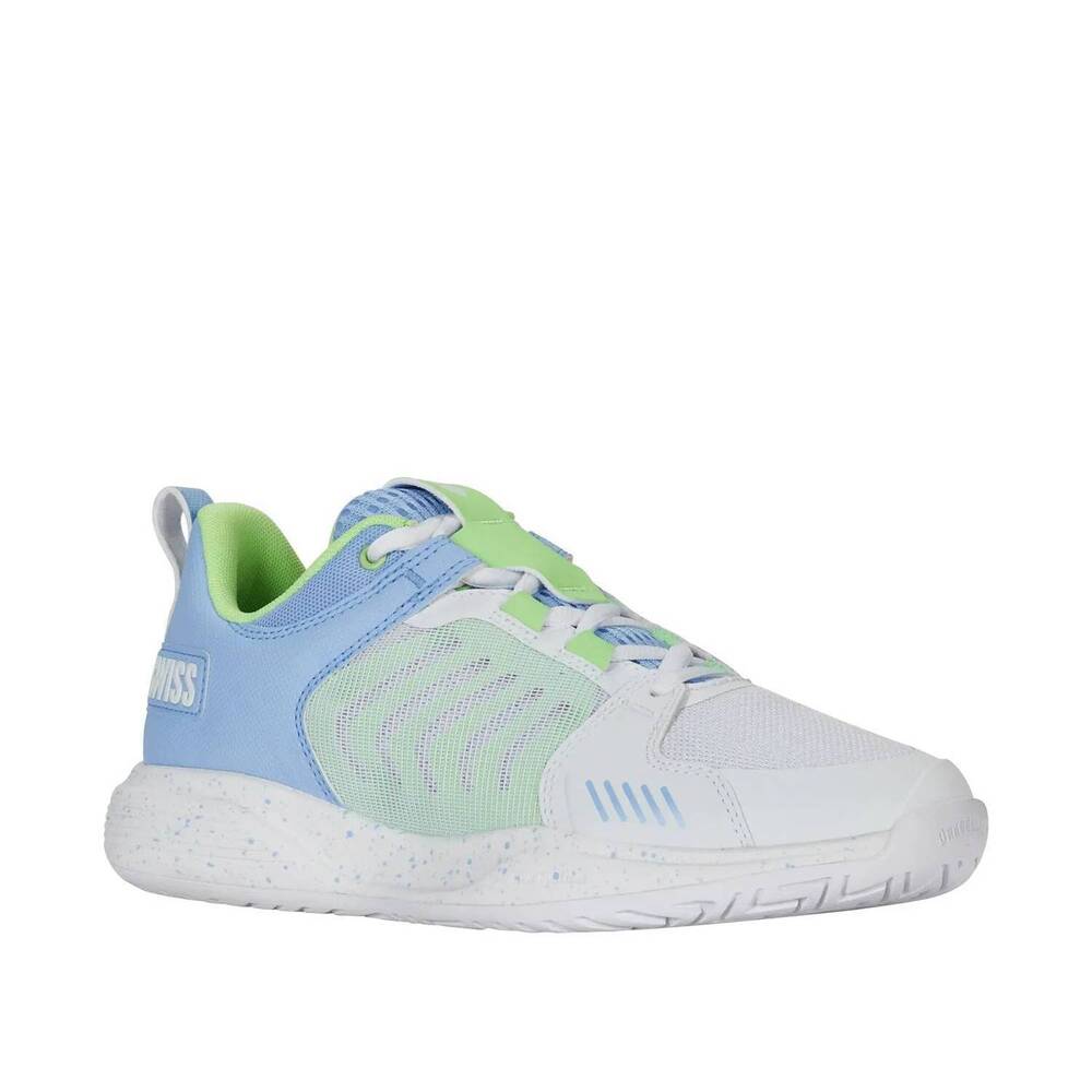 NEW K-SWISS women's ultrashot team tennis shoe in white/dutch canal/paradise gre